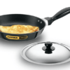 Hawkins Futura 22 cm Frying Pan, Non Stick Fry Pan with Stainless Steel Lid, Small Frying Pan, Black (NF22S)